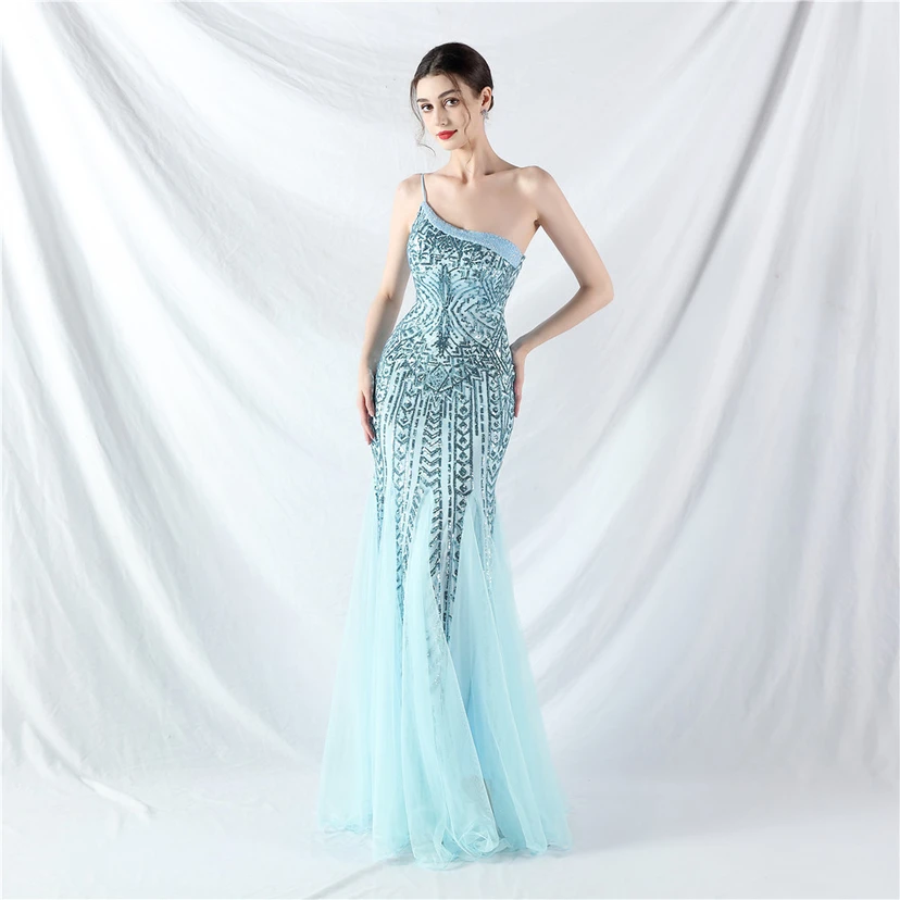 Crafted Beaded Positioning Flower Beads Splicing Mesh Gauze High-End Evening Dress view 21