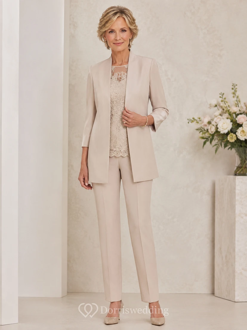 Champagne Tailored Mother Pantsuit Champagne Scoop Jewel Jumpsuit Ankle-length