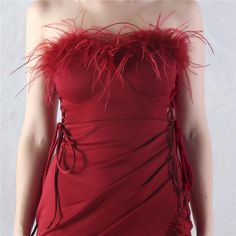 Double-Binding Waist-Shaped Ears Adjustable Satin Evening Dress view 38