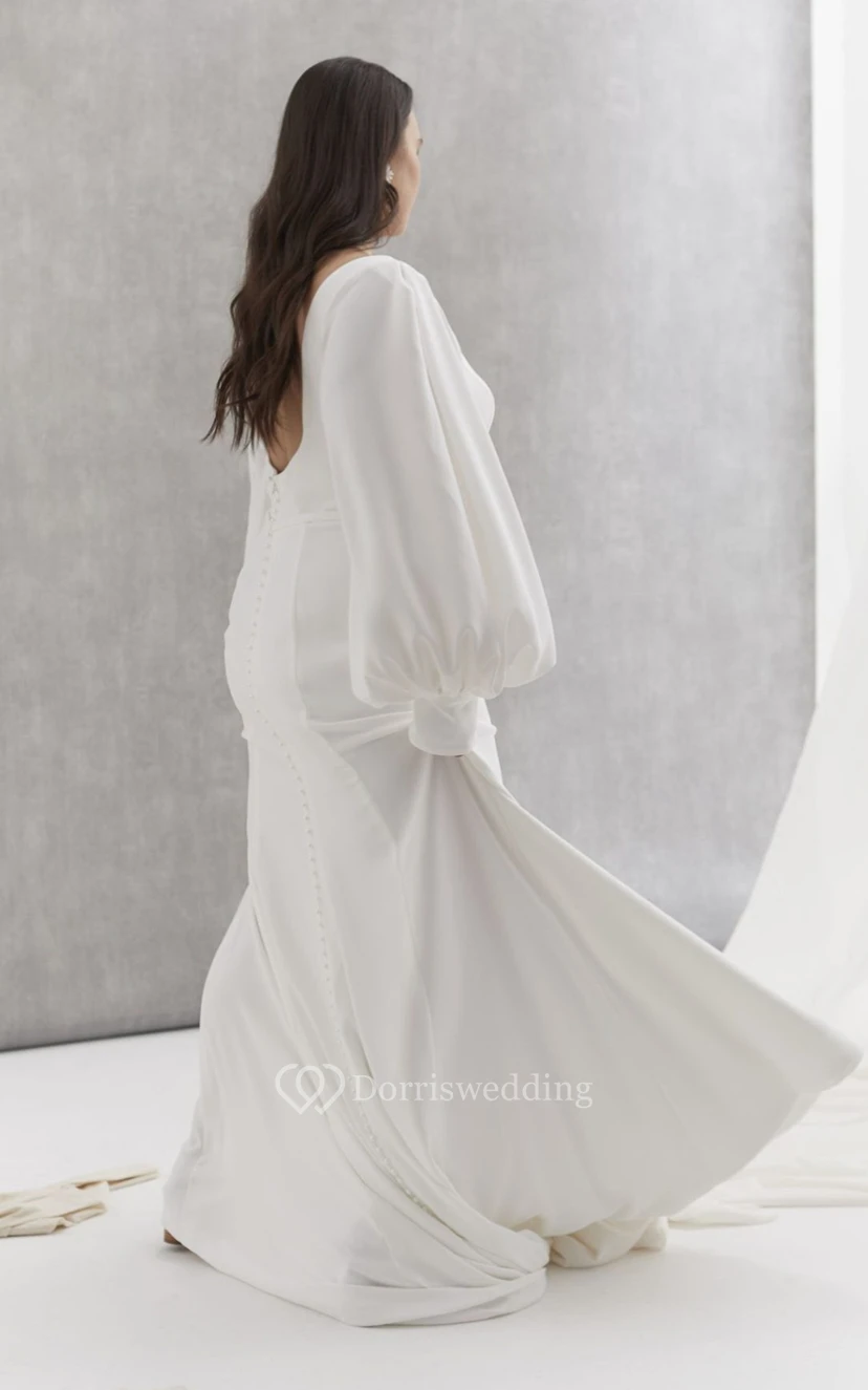 Meerjungfrauen-Hochzeitskleid aus Chiffon in Übergröße mit eckigem Ausschnitt view 3