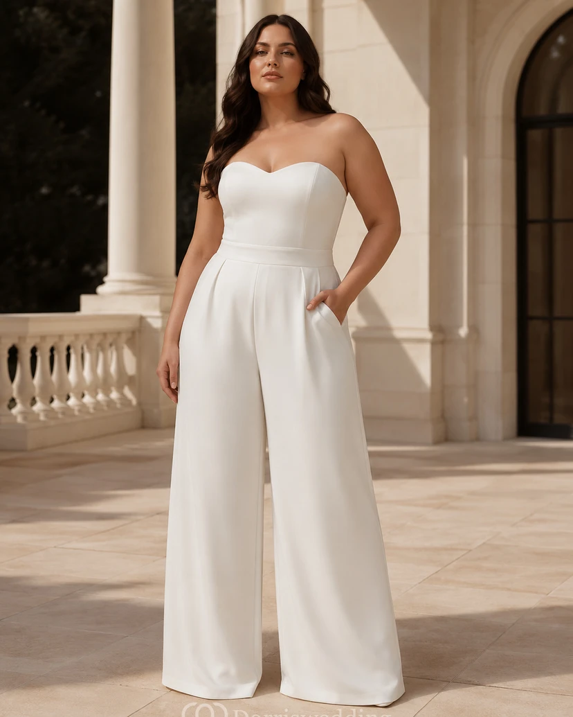 Combinaison de mariage bustier taille haute jambes larges view 5