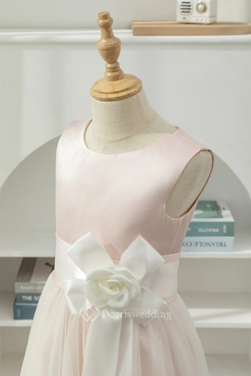 Petal Scoop Sleeveless A-line Tulle Flowergirl Dress view 5