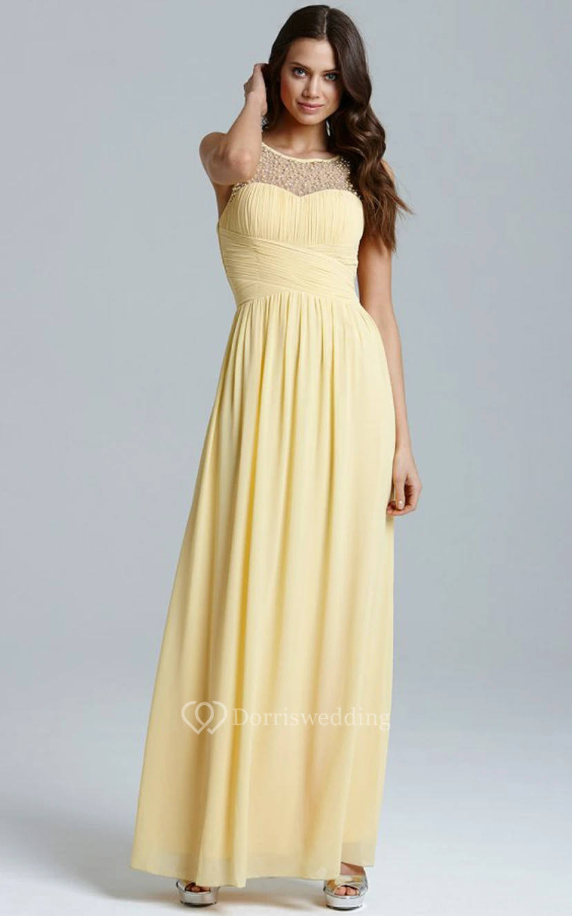 Scoop Neckline Modest A-Line Gown With Squared Back view 28