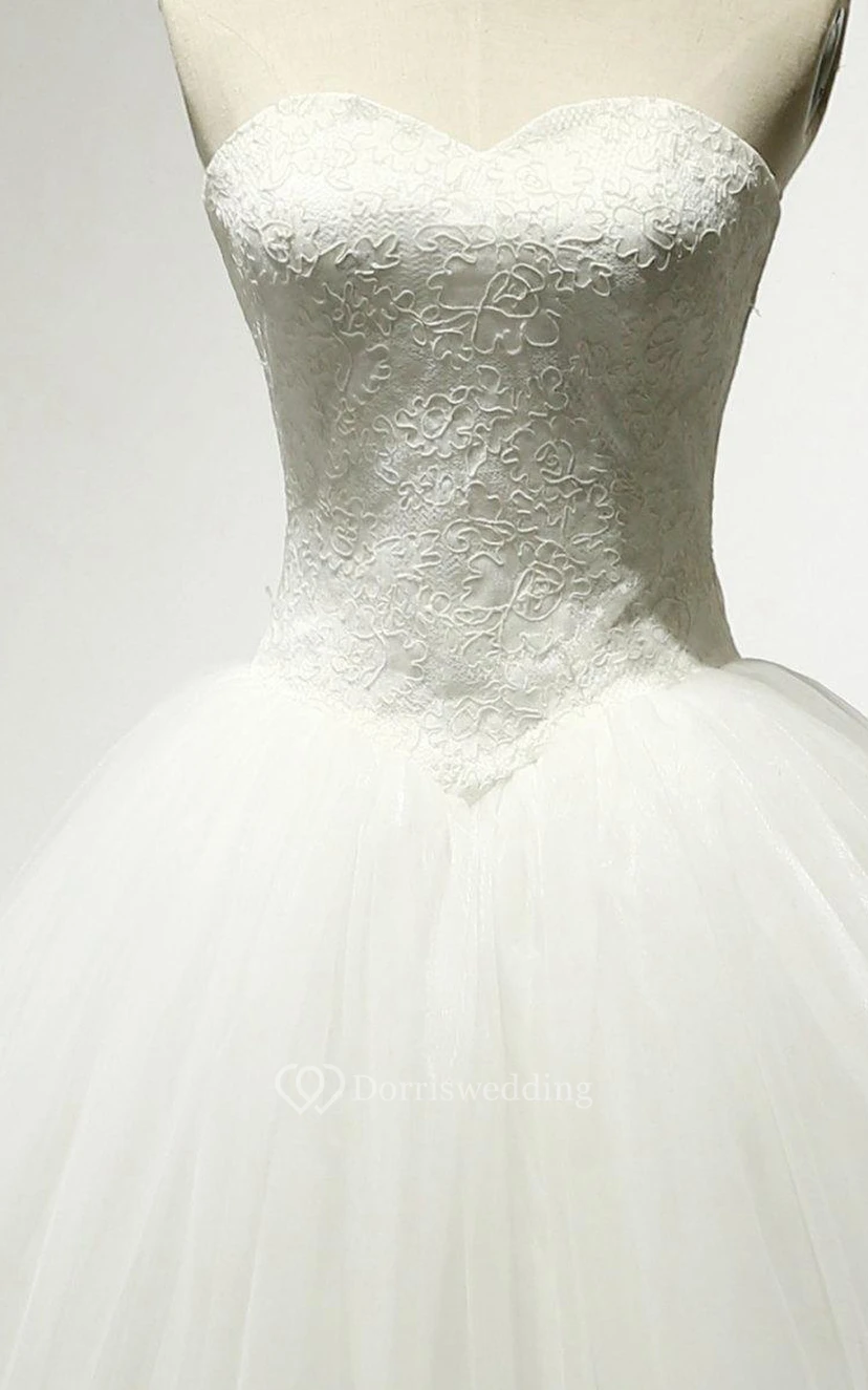 Sweetheart Tulle Ball Gown With Lace Bodice and Lace-Up Back view 3