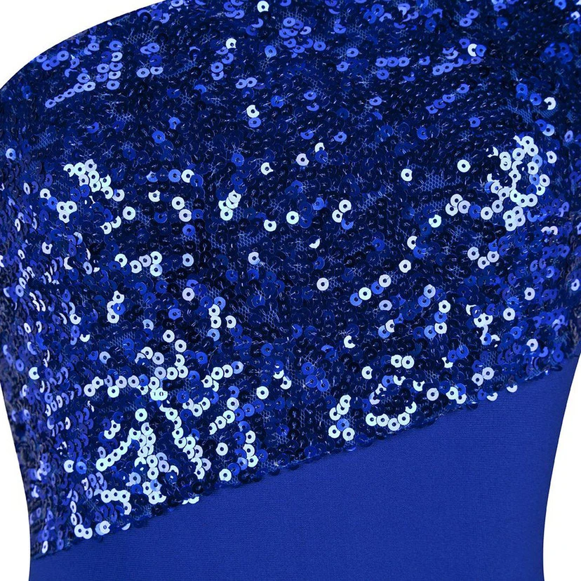 Stunning One-shoulder Chiffon Dress With Sequins view 5