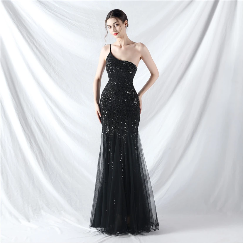 Crafted Beaded Positioning Flower Beads Splicing Mesh Gauze High-End Evening Dress view 69