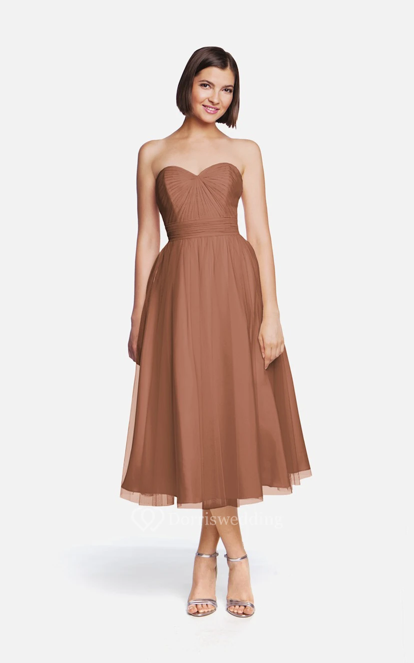 Tulle Tea-Length Angelic Dress With Sweetheart Neck view 14