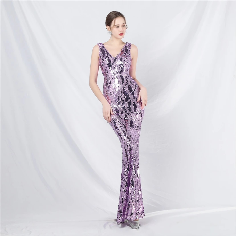 Robe de soirée longue à sequins irisés, nouvelle création view 26