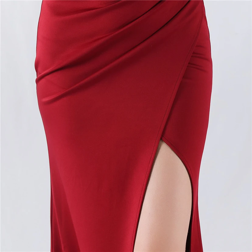 Fishbone Waist Strap Satin Host Meeting Evening Dress view 45