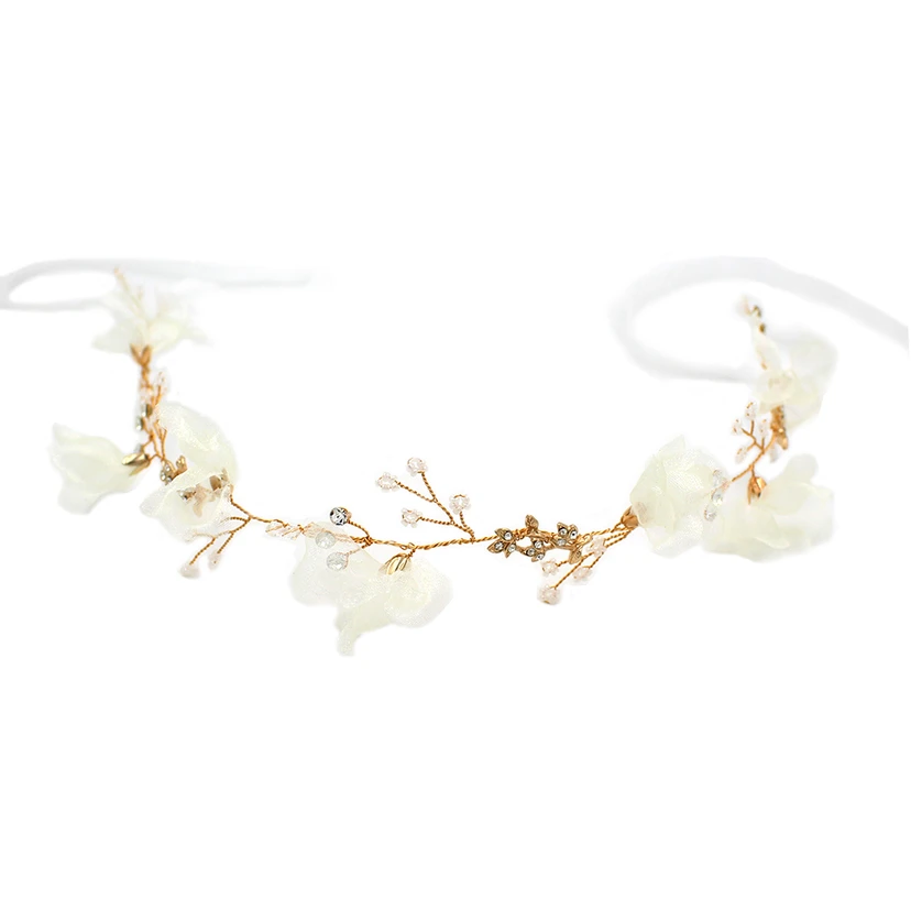 Korean Style Fresh Bridal Headbands and Earrings with Flowers view 4