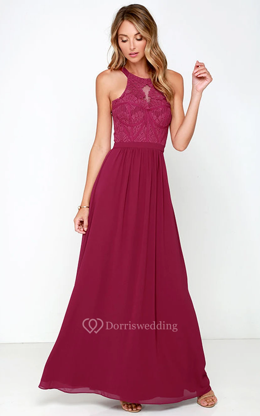 Sleeveless Chiffon Long Noble Dress With Lace Bodice view 5