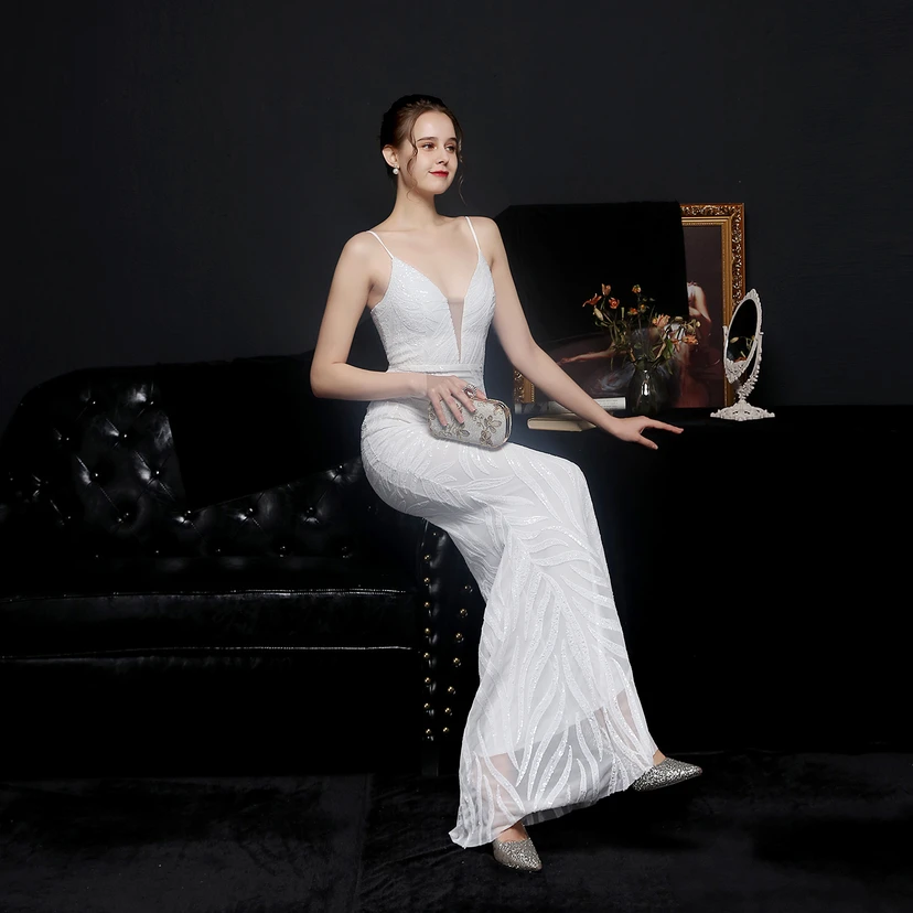 Sequined Fishtail Long Dress Performance Internet Celebrity Event Banquet Car Model Etiquette Evening Dress view 13