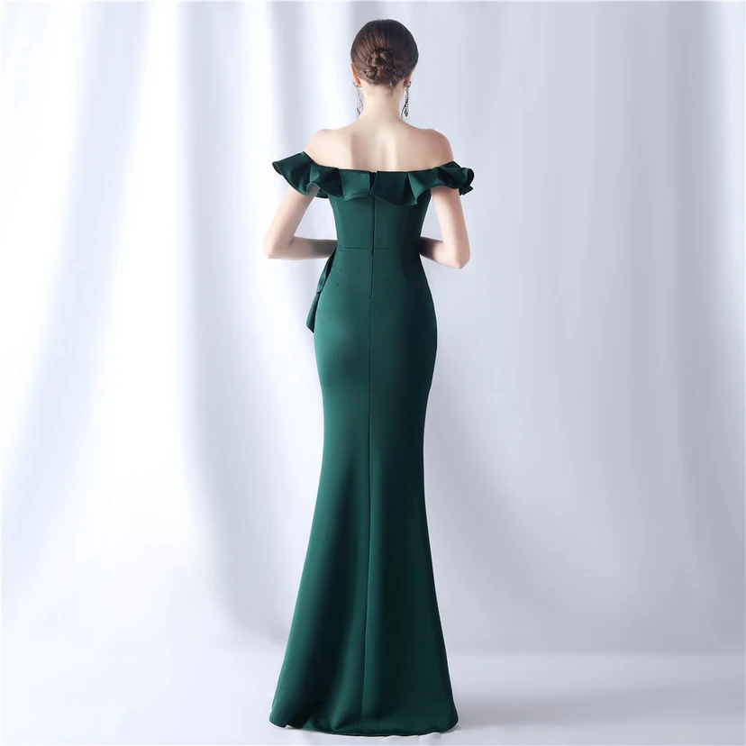 Exhibition Etiquette Bridesmaid Satin Sling Tube Top Evening Dress view 15