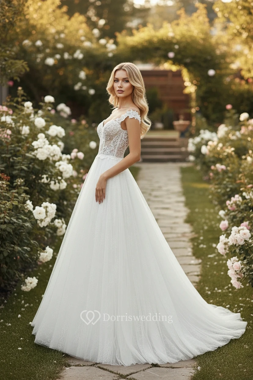 Robe de mariée en tulle fluide et décontractée
