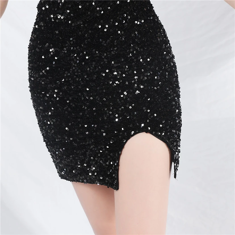 Craft Ostrich Feather Handmade Velvet Bottom Sequined Short Evening Dress Short Skirt view 72