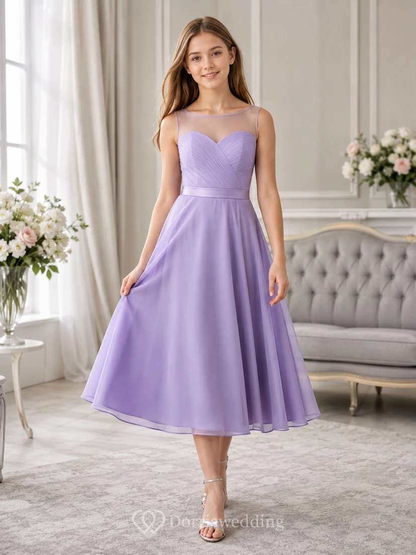 Lavendelfarbenes Brautjungfernkleid (A-Linie, herzförmiger Schnitt, ärmellos, Satin)