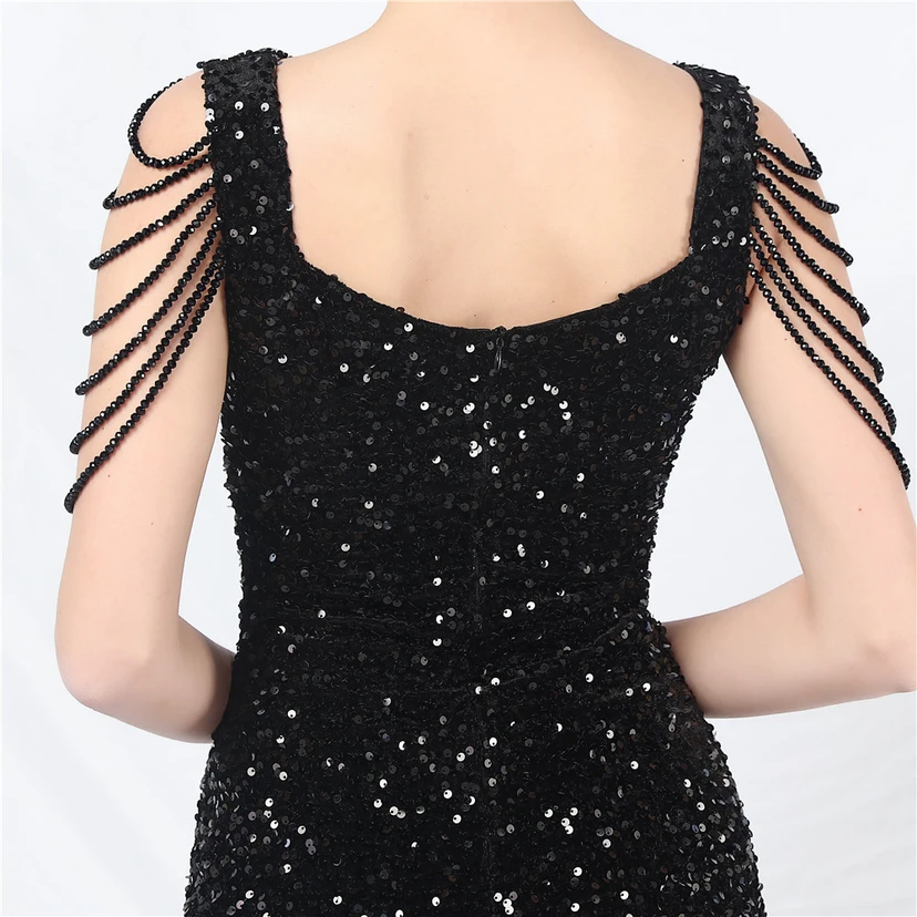 Velvet Handmade Sequined Heavy Craft Beaded Fantasy Sequined Short Skirt Evening Dress view 27