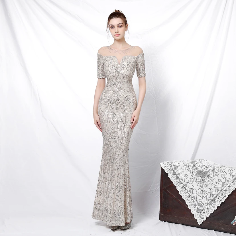 Elegantes, langärmeliges Paillettenkleid im Meerjungfrauenstil mit Meerjungfrauenschnitt – ein echter Hingucker! view 37