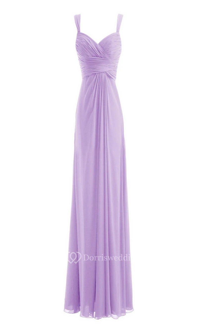 Sleeveless Empire Chiffon Dress With Criss-cross Ruching view 3