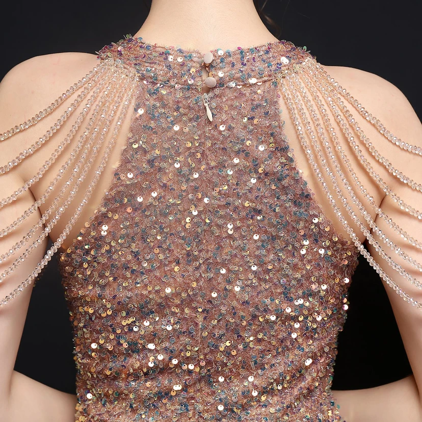 Robe de soirée féérique à sequins colorés, robe courte style féerique pour banquet ou réception. view 36