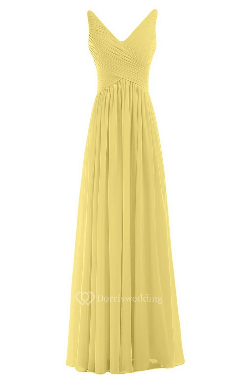Sleeveless V-neck Chiffon Dress With Crisscross Ruching view 21