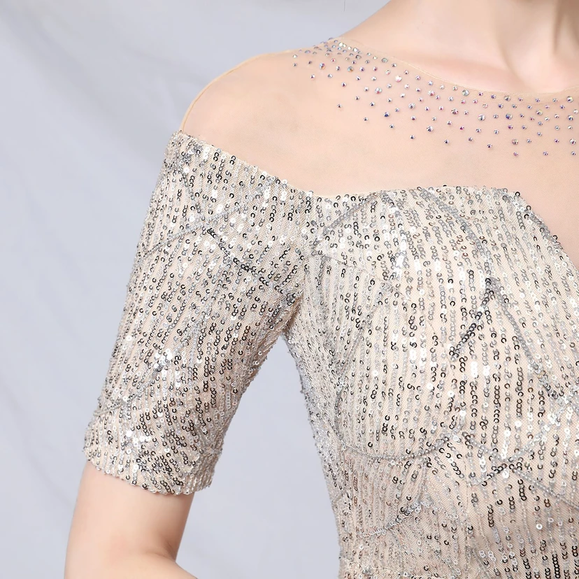 Elegantes, langärmeliges Paillettenkleid im Meerjungfrauenstil mit Meerjungfrauenschnitt – ein echter Hingucker! view 44