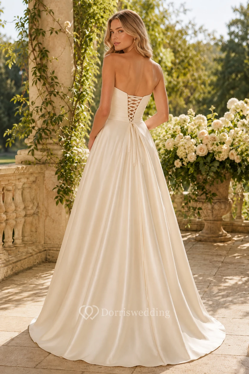 Ivory Sweetheart Satin Ball Gown Formal Dress view 2
