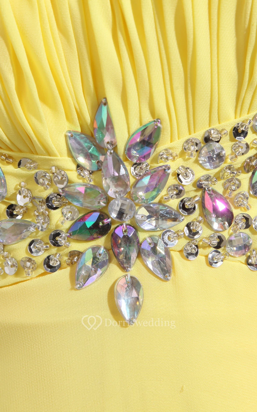 Adorable Chiffon Maxi Dress With Ruching and Beading view 6