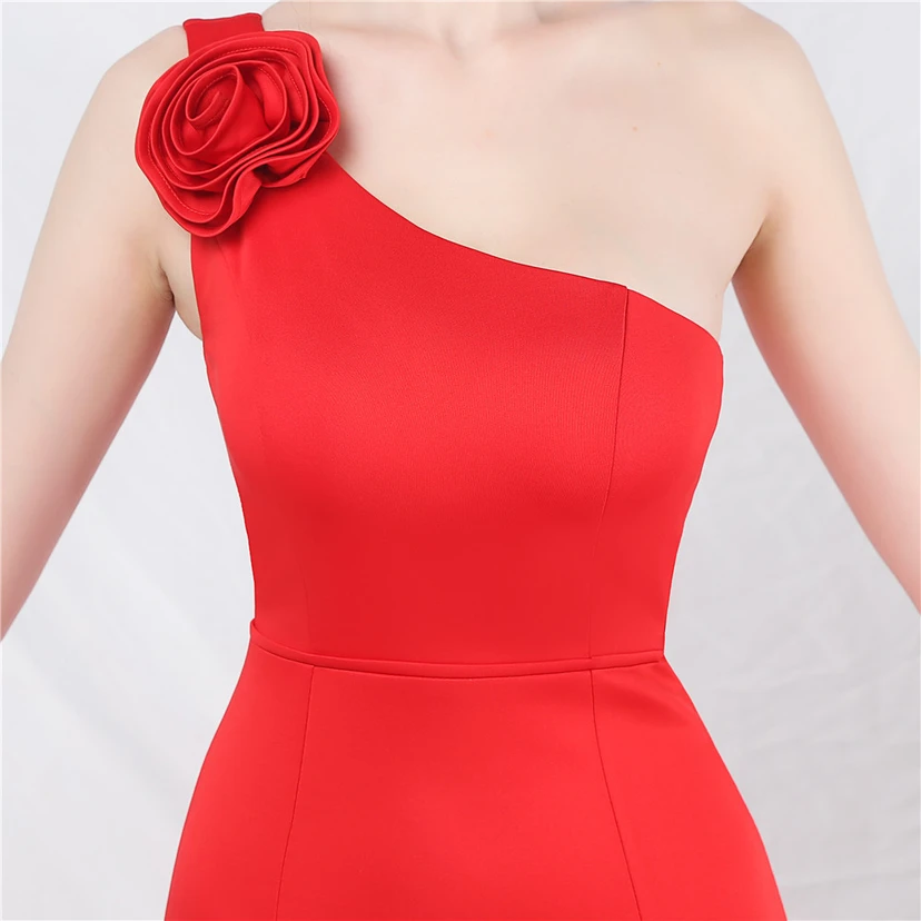 Unique Fashion Flower Design Simple And Elegant One-Shoulder Long Dress High-End Evening Dress view 17