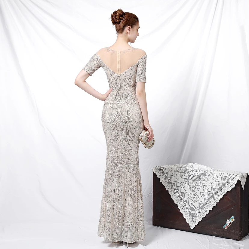 Elegantes, langärmeliges Paillettenkleid im Meerjungfrauenstil mit Meerjungfrauenschnitt – ein echter Hingucker! view 42