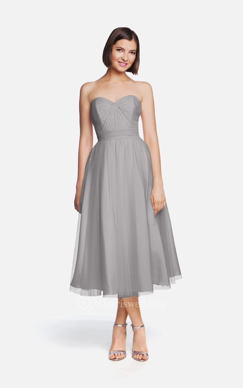 Tulle Tea-Length Angelic Dress With Sweetheart Neck view 11