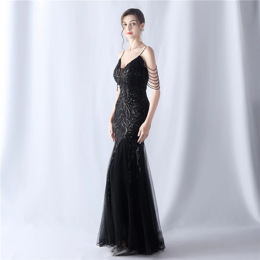Robe de soirée haut de gamme en maille perlée et ornée de perles, modèle 3034. view 20
