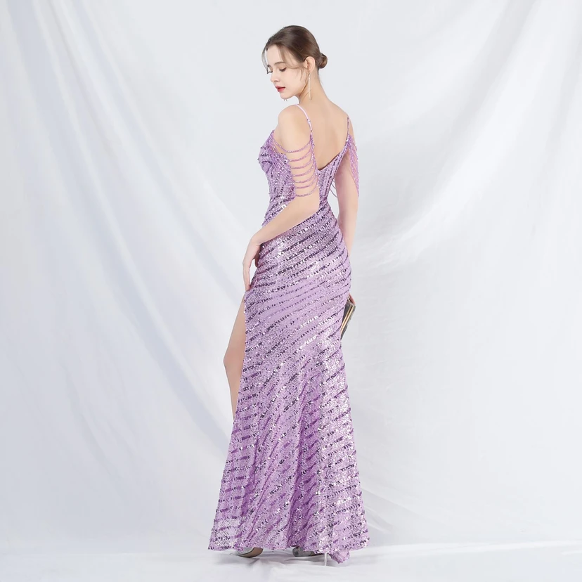 Craft Beaded Long Suspender Evening Dress view 41
