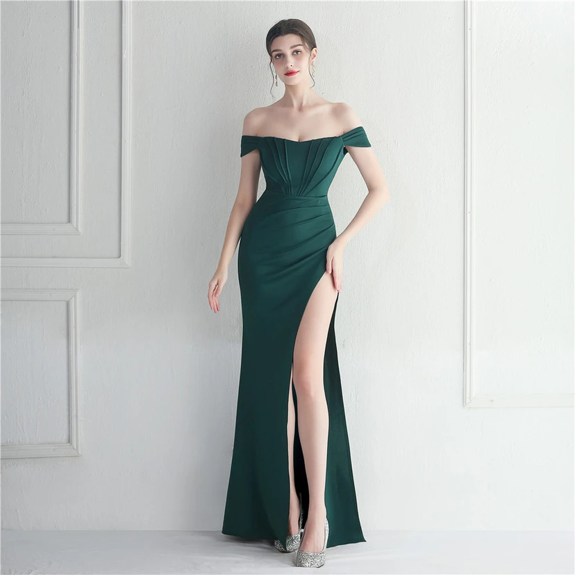 Cross-Border Supply schulterfreies, einseitig schulterfreies Kleid mit Schlitz für Nachtclub, Hochzeit oder Abendessen view 29