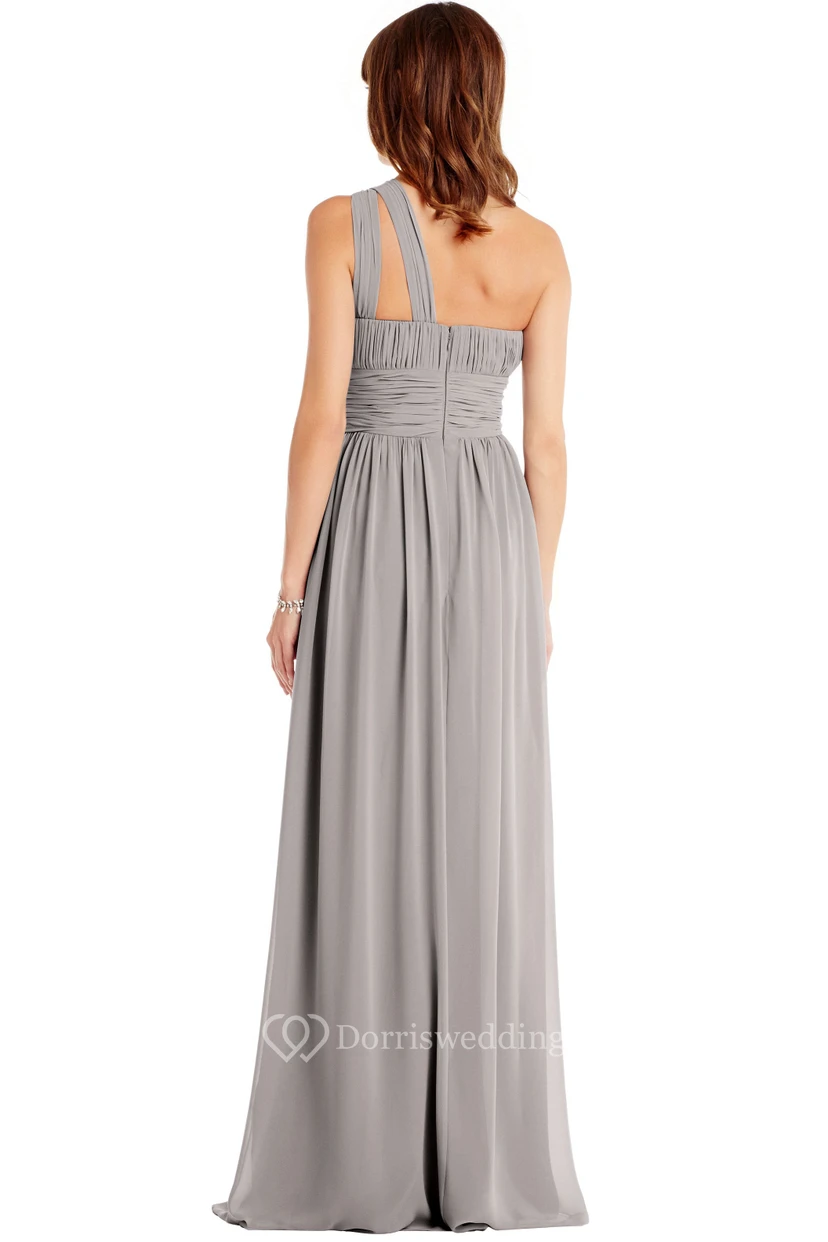 Floor-Length One-Shoulder Ruched Sleeveless Chiffon Muti-Color Convertible Bridesmaid Dress view 2
