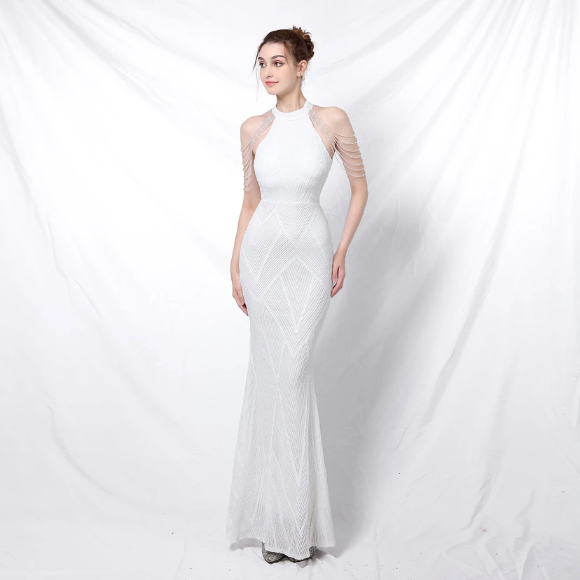 Robe de soirée élégante à col halter et sequins, allure de reine, style banquet, longue robe de soirée sirène à sequins, style star, glamour et décontracté. view 16