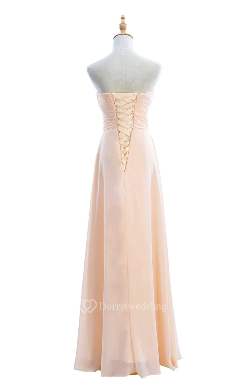 Sweetheart Criss-cross Chiffon A-line Dress With Lace-up Back view 21