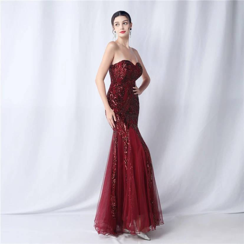 Positionierung Blumenschnitt Netz Pailletten Hochzeitsdinner Toast Party Abendkleid view 13