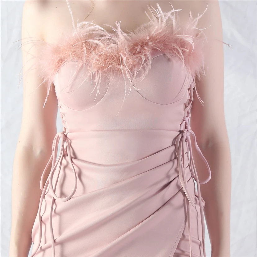 Double-Binding Waist-Shaped Ears Adjustable Satin Evening Dress view 18