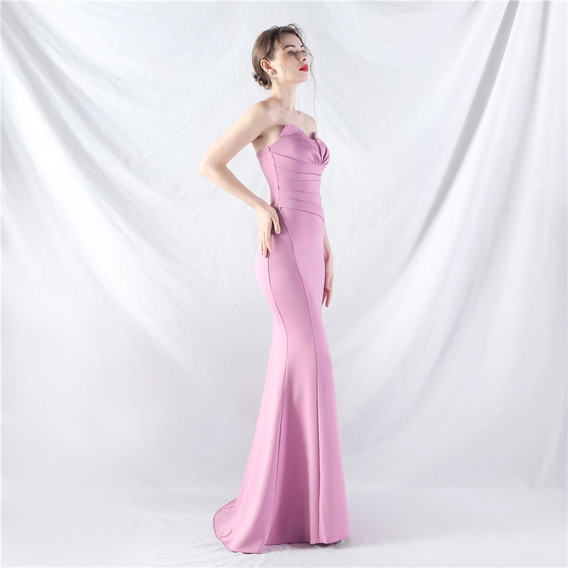 Craft Dress Sexy Off-Shoulder Wrapped Chest Satin Evening Dress view 19