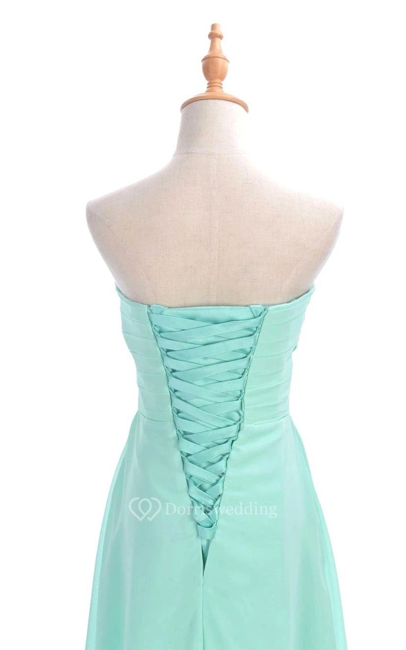 Sweetheart Criss-cross Chiffon A-line Dress With Lace-up Back view 45