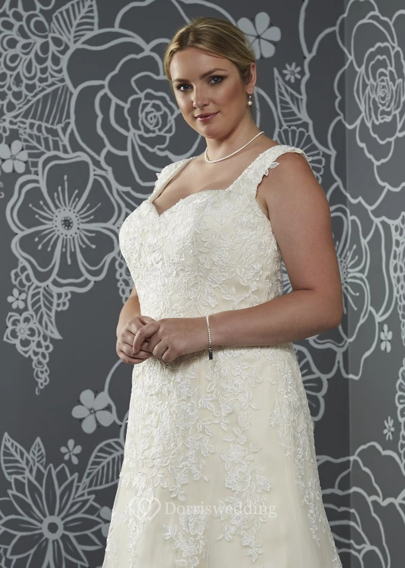 A-Line Floor-Length Sleeveless Satin Sweep Train Illusion Appliques Dress view 3