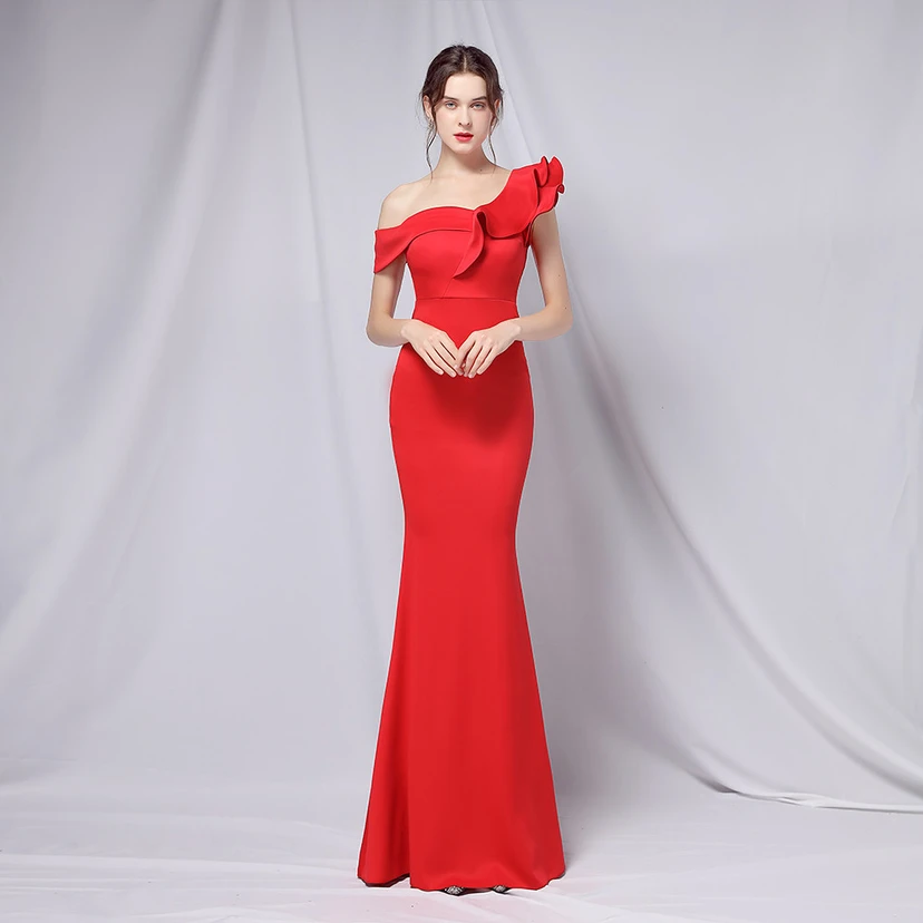 Sechsfarbiges, einseitig schulterfreies Abendkleid für festliche Anlässe, langes, elegantes, figurbetontes und sexy Meerjungfrauenkleid view 34