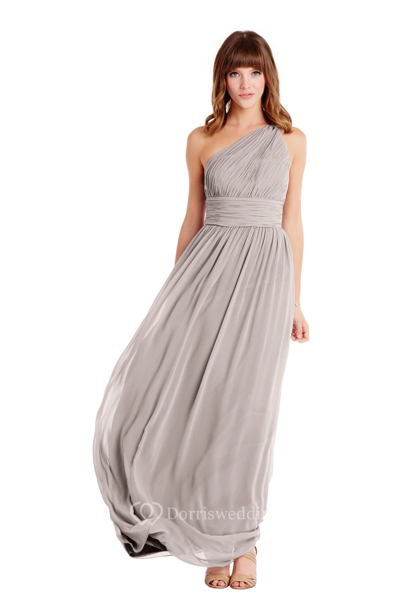 Floor-Length One-Shoulder Ruched Sleeveless Chiffon Muti-Color Convertible Bridesmaid Dress view 8