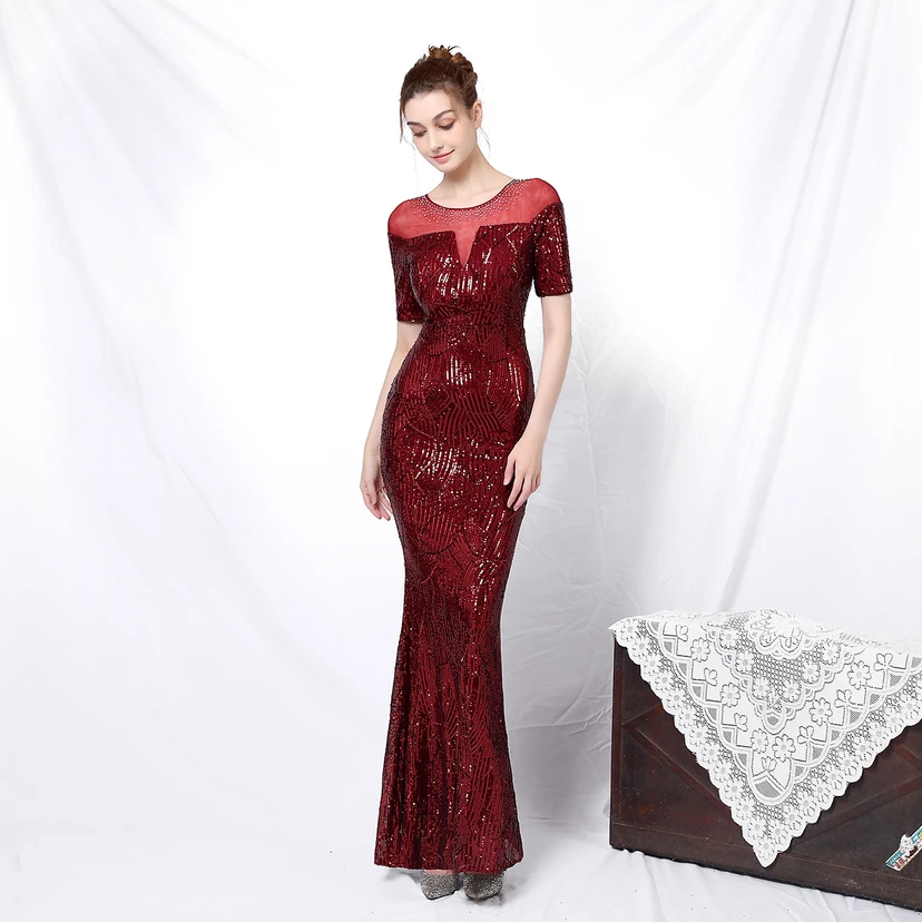 Elegantes, langärmeliges Paillettenkleid im Meerjungfrauenstil mit Meerjungfrauenschnitt – ein echter Hingucker! view 10