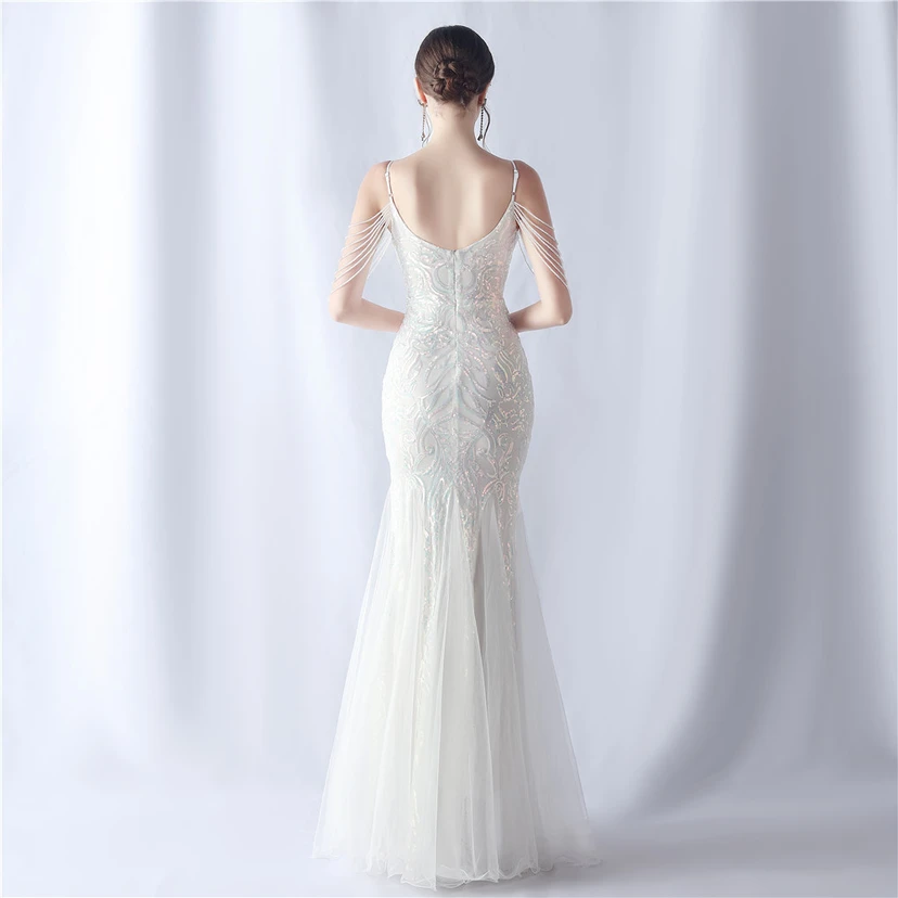 Robe de soirée haut de gamme en maille perlée et ornée de perles, modèle 3034. view 69