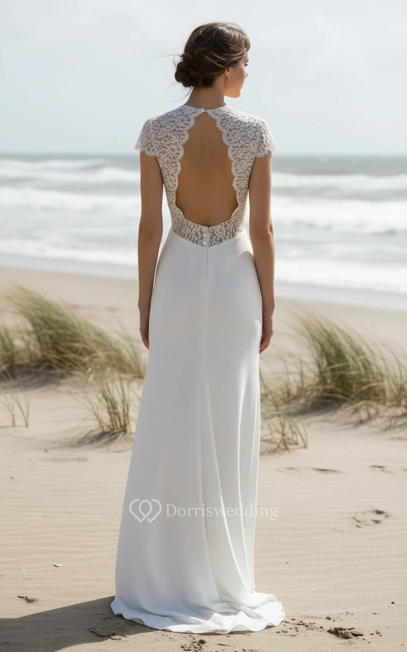 Relaxed Fit V-Neck Lace Sheath view 2