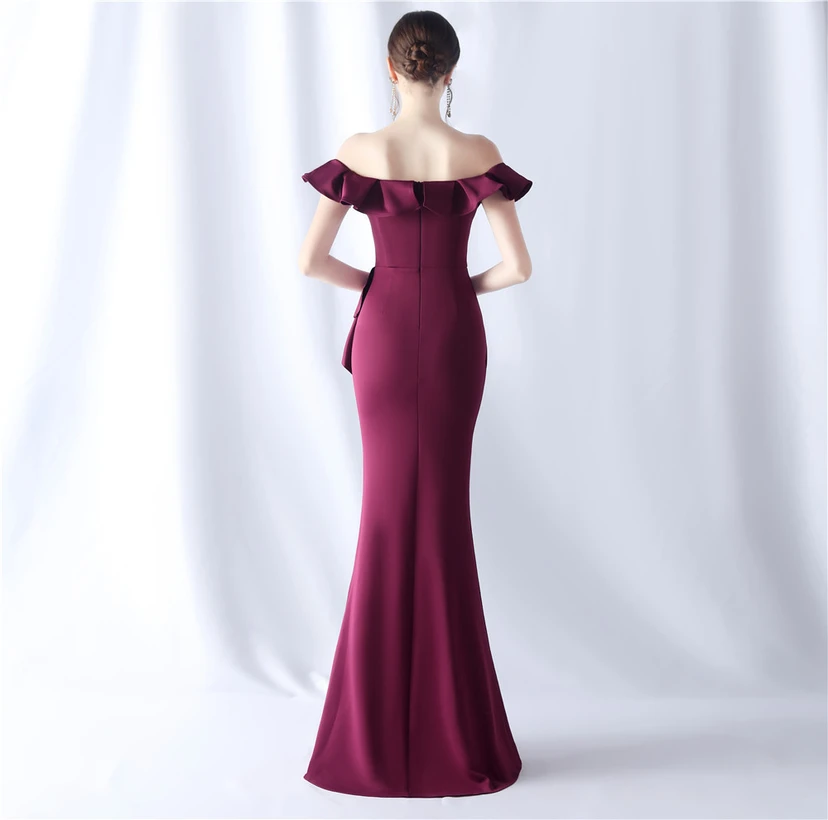 Exhibition Etiquette Bridesmaid Satin Sling Tube Top Evening Dress view 33