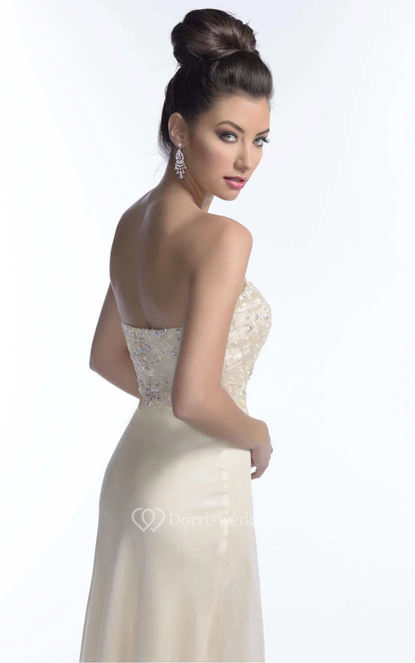 Sheer Sweetheart A-Line Chiffon Sleeveless Prom Dress With Jeweled Bodice view 2