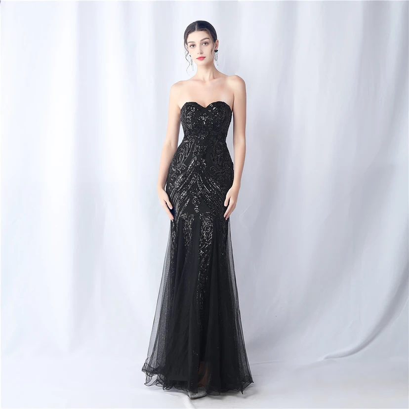 Positionierung Blumenschnitt Netz Pailletten Hochzeitsdinner Toast Party Abendkleid view 28